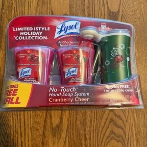 Lysol No Touch Hand Soap System DISPENSER 2 Soaps Cranberry Cheer Holiday